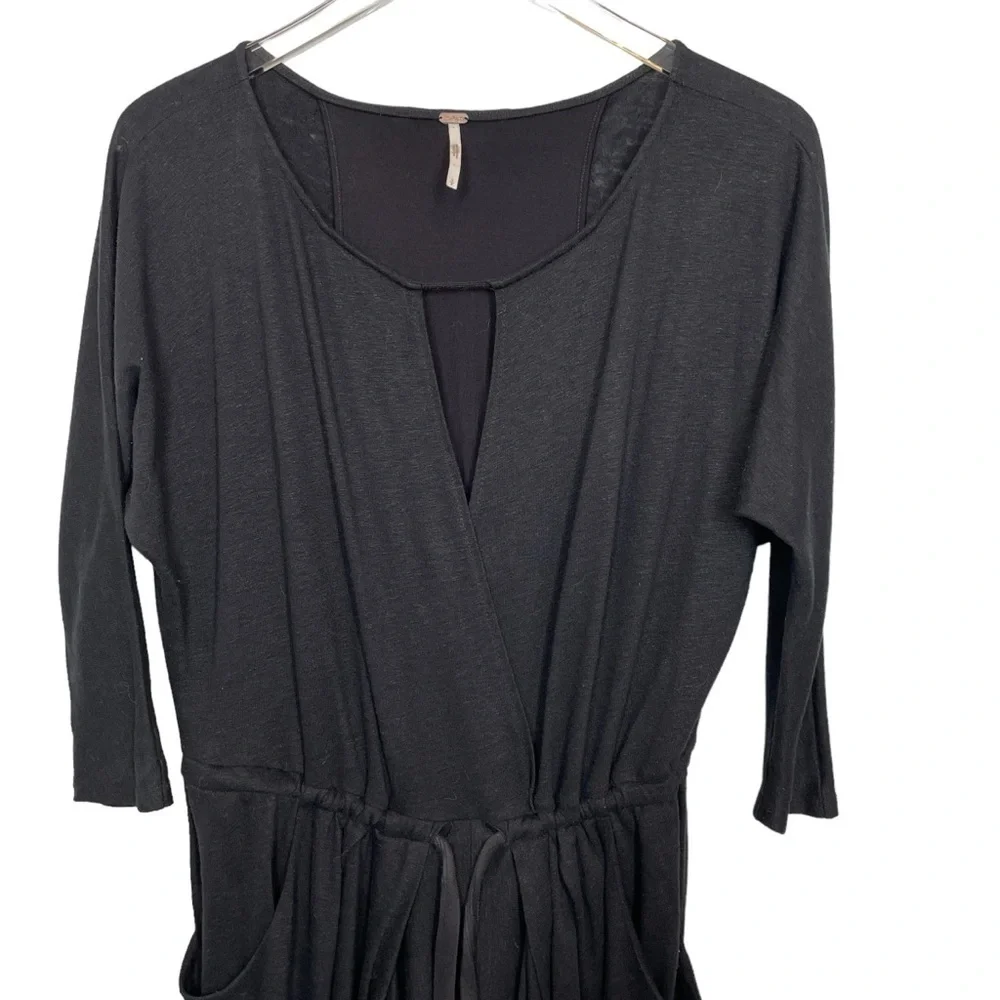 Free People Black Cut Out Tie Front Dress